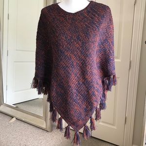 Style and Co. Blue and Auburn Poncho